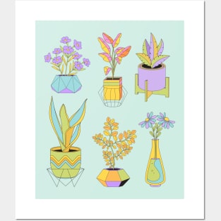 Cute Funky House Plants Illustration Posters and Art